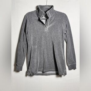 L.L. Bean Vintage Gray Velvet Pullover Collared Sweater Small